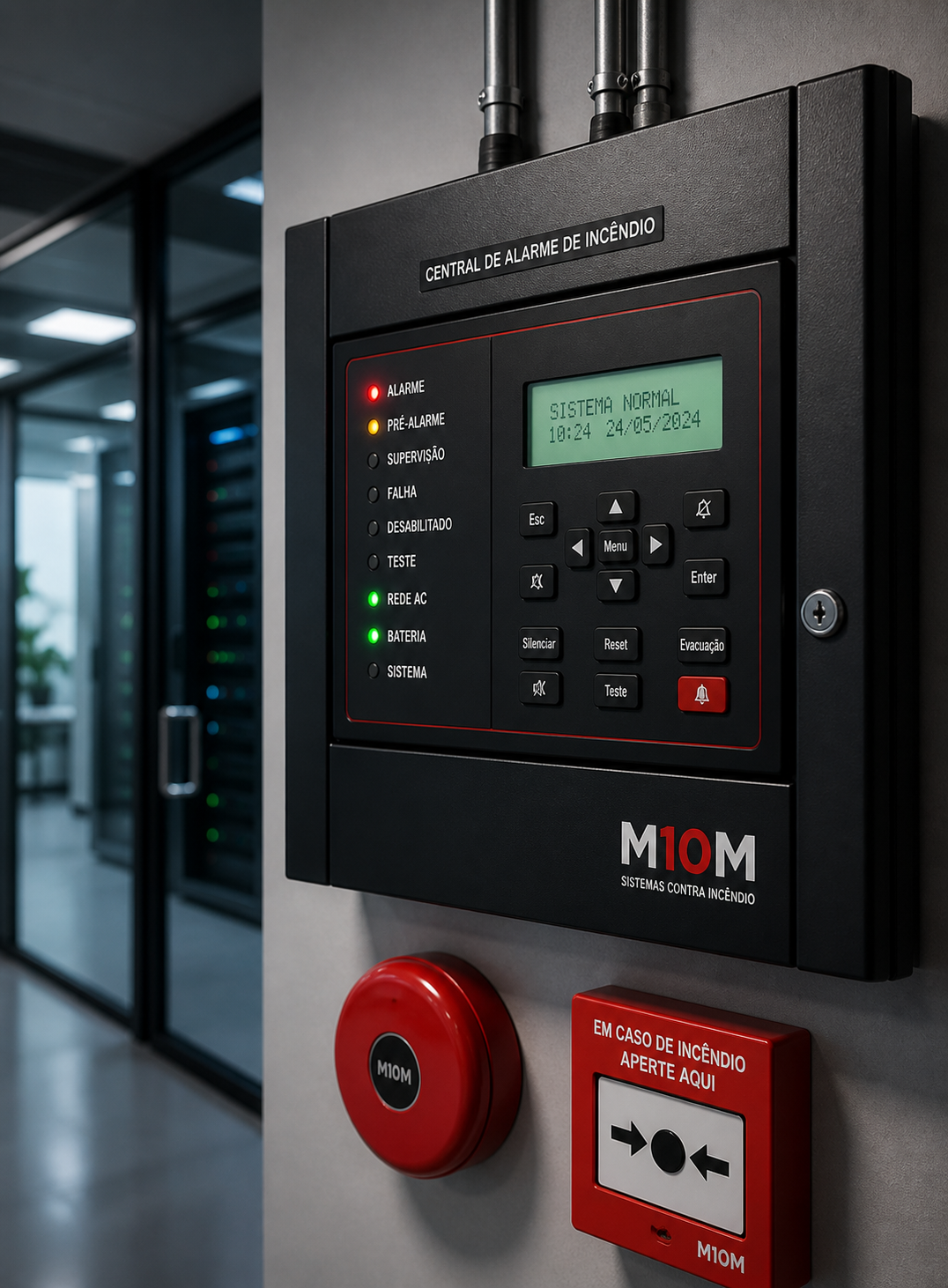 Central de alarme de incêndio utilizada em projeto SDAI