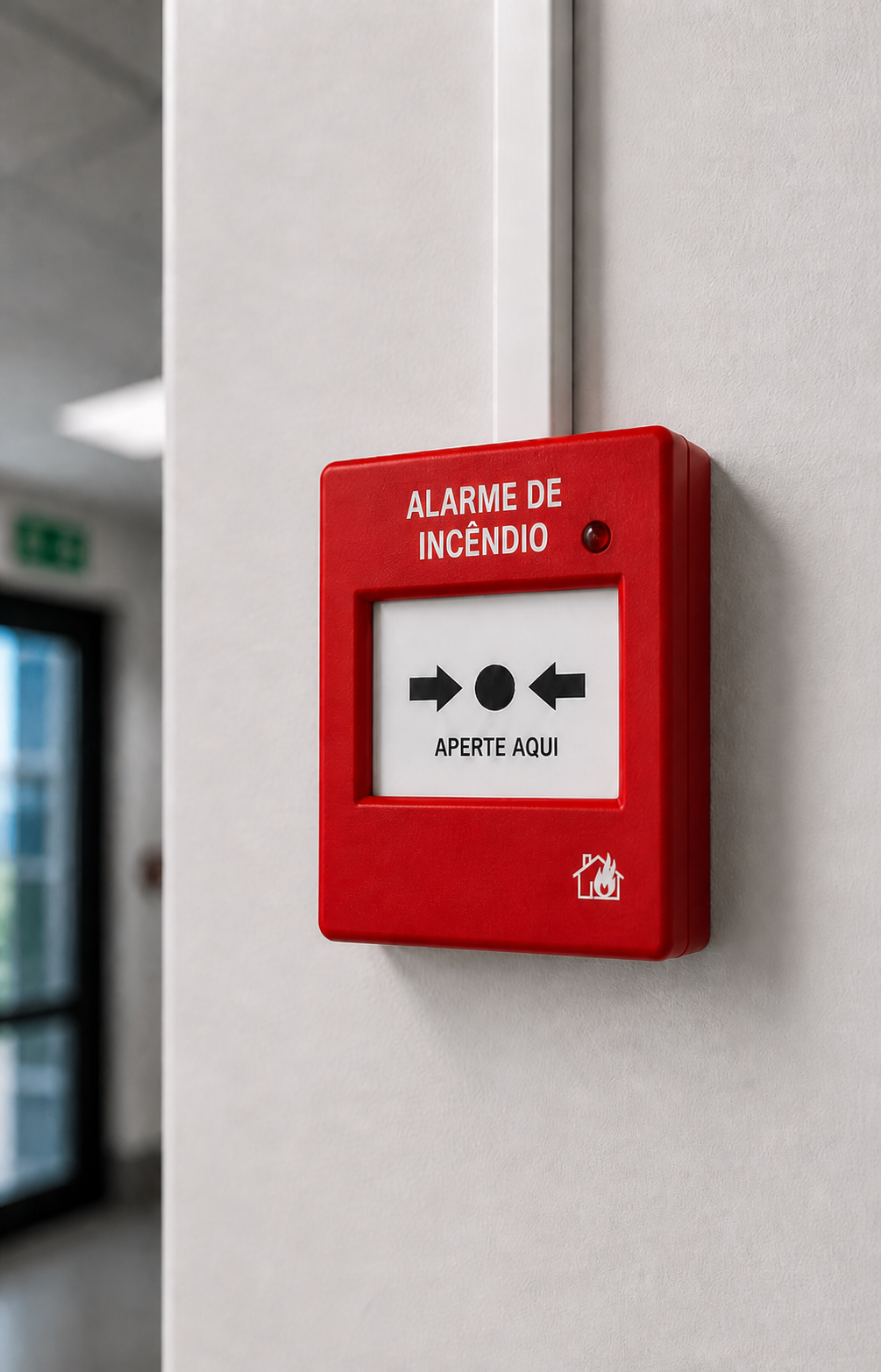 Acionador manual de alarme de incêndio M10M IP20 instalado em parede